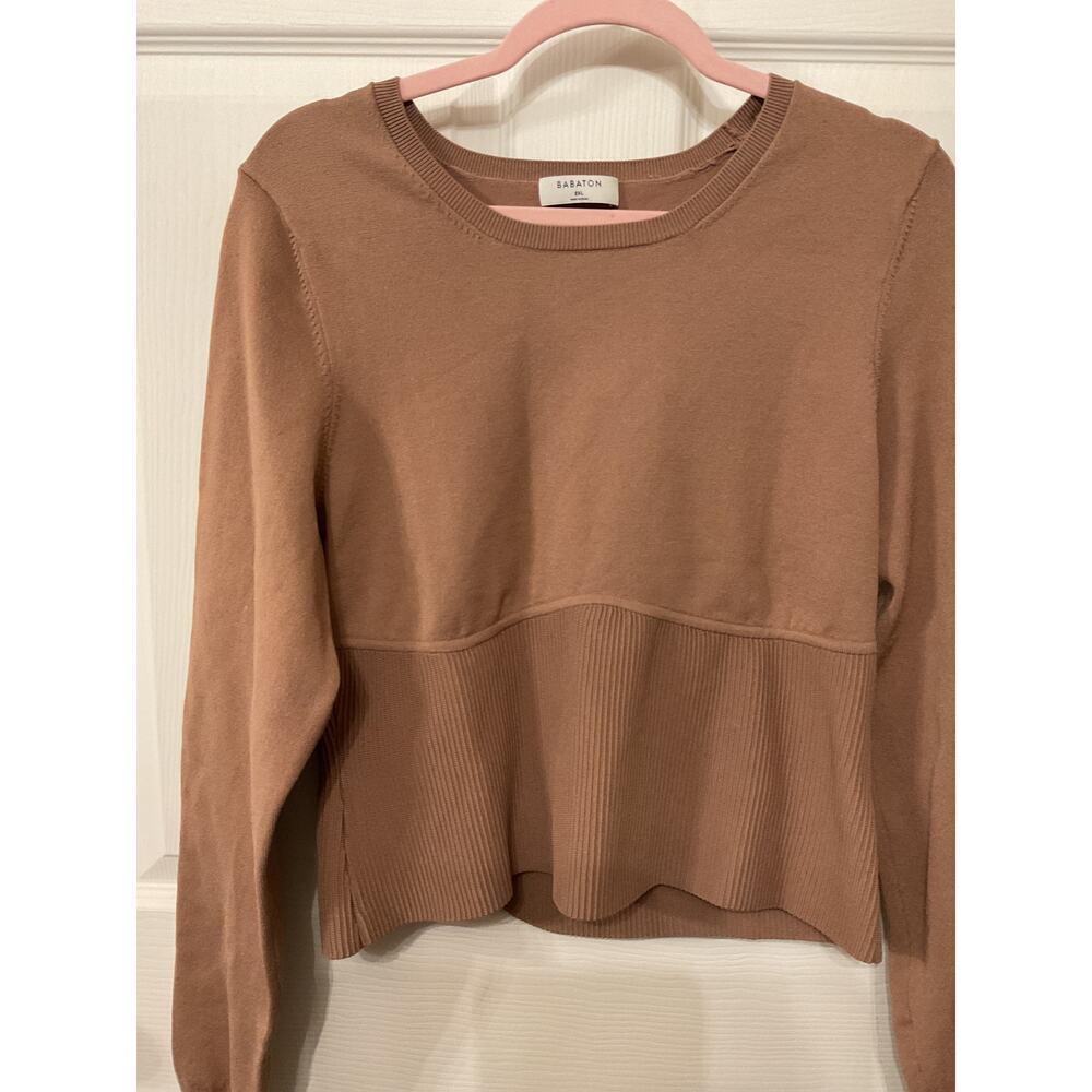 Aritzia Babaton Sculpt Knit Empire Longsleeve Corset Sweater in Brown, 2XL - Picture 4 of 8